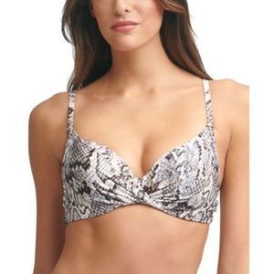 MSRP $78 Calvin Klein Printed Underwire Bikini Top Beige Size XS